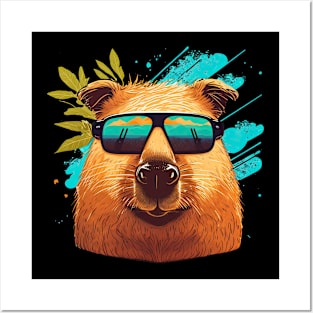 Capybara with sunglasses Posters and Art